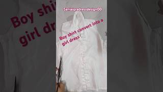 boy shirt convert into girl dressDIY shirt into a top fashion fashiondiystichingtrendingshorts [upl. by Denten]