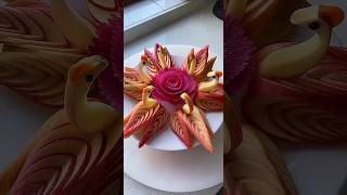 AppleBirdCutMethod UsefulContentCreationProjectLearn How to Apple🍎Make this peacock🦚Shape Carving [upl. by Dennison]