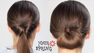 Tuto coiffure Hair Spring  Queue de cheval renversée et chignon [upl. by Wallack744]