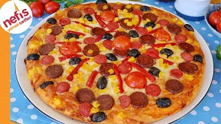 Mayasız Hamurdan Pizza  Nasıl Yapılır [upl. by Oidiple]