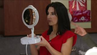 Floxite 9X1X Lighted Adjustable Vanity Mirror w Storage on QVC [upl. by Aztirak]