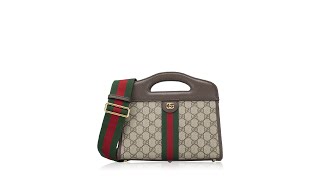 Gucci GG Supreme Web Ophidia Small Slip Handle Tote Beige Ebony New Acero [upl. by Notgnilra]