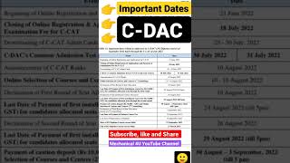 CDAC 2022 Important Dates  Sep Batch 🤑 cdacseptemberbatchannounced ccatexam2022 ccatexam2022 [upl. by Ludwog]