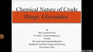 Glycosides FYDPHarmacy Pharmacognosy [upl. by Eardnaed]