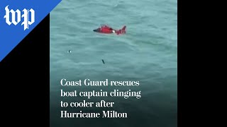 Coast Guard rescues boat captain clinging to cooler after Hurricane Milton [upl. by Eikcuhc]