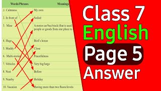 English  Class 7 page 5 solution  সপ্তম শ্রেণীর ইংরেজি পেজ ৫ এর উত্তর [upl. by Yesak]