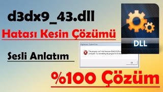 d3dx943dll hatası Çözümü Sesli Anlatım  \u00100 Kesin Çözüm [upl. by Nilcaj]