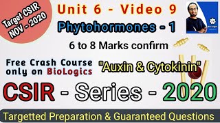 Phytohormones 1  Plant Hormones Auxin amp Cytokinin  CSIR Series 2020  CSIR NET Life Science HINDI [upl. by Nivart295]