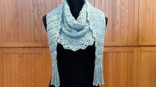 Dew Drop  Crochet Kerchief Scarf  Wrap  Shawlette 🧶 Baktus Style worked all in one piece [upl. by Epifano391]