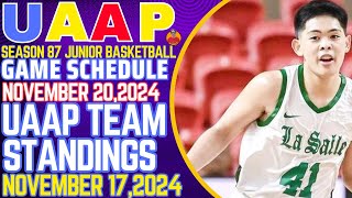 UAAP SEASON 87 JUNIOR HIGH SCHOOL BASKETBALL LATEST TEAM STANDINGS NOVEMBER 172024Go GongTv [upl. by Crowley]