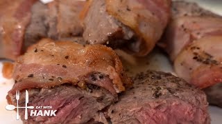 How to make steak wrapped in bacon in an air fryer [upl. by Ytsihc]