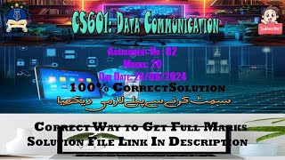 CS601 Data Communication  Assignment No 2 Solution Spring2024 100 Correct Section [upl. by Lezti626]