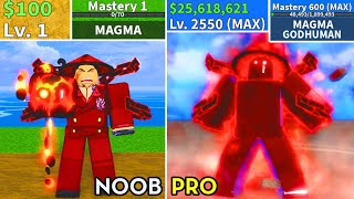 Beating Blox Fruits as Akainu in Update 20 Magma Noob to Pro Lvl 1 to 2550 Full Human v4 Awakening [upl. by Antoinetta]