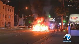 Bystanders tried to rescue victims but Tesla burst into flames in deadly West Hollywood crash [upl. by Zippel]