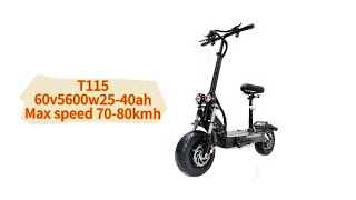 Geofought T115 60v5600w dual motor electric scooter with 13inch road tyre，max speed 7080kmh [upl. by Oicor51]