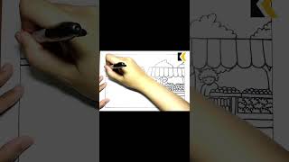 How To Draw Market Easily market scenery scenerydrawing drawingtutorial drawing [upl. by Rogergcam]