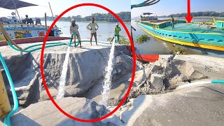 Unloading sand form ship barge unloading video unload sand from big barge ship 41 [upl. by Ahsimek660]