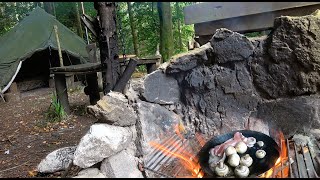 Bushcraft Base Camp  Carving amp Cooking [upl. by Mayhew367]