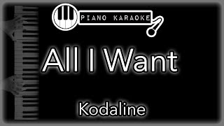 All I Want  Kodaline  Piano Karaoke Instrumental [upl. by Nevyar758]