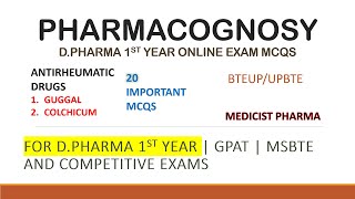 Pharmacognosy MCQ  Antirheumatic drugs MCQ  MCQ on Antigout Arthritis Drugs  Dpharma 1st year [upl. by Eirrab]