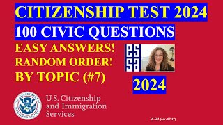 Random US Citizenship Questions by Topic  2024 Slow Easy Answer [upl. by Delija]