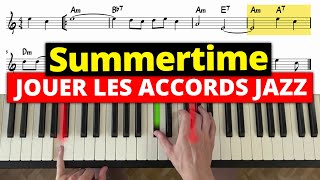 Summertime  joue les accords jazz à 1 et 2 mains [upl. by Redvers]