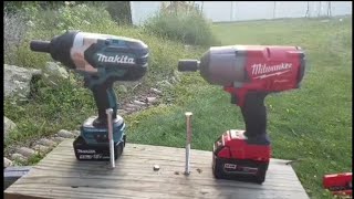 Milwaukee M18 Fuel GEN 2 2767 vs Makita Brushless XWT08 Impact Wrench Lag Bolt Face Off [upl. by Leahci709]