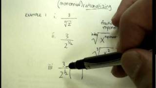 Radicals Rationalizing the Denominator Using Fractional Exponents Monomials [upl. by Dinnie345]