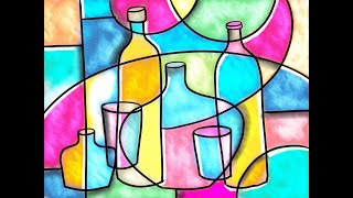 Still life art in Cubism style  Picasso inspired still life painting  Cubism lesson easy [upl. by Collie]