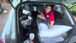 SIMPLE amp FAST NoBuild Hatchback Bed Conversion  Car Camping Vlog  Micro Car Camping [upl. by Esinereb657]