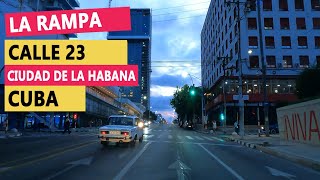 Manejando de Noche por El Vedado  La Rampa y Calle 23  La Habana  Cuba [upl. by Suolevram]