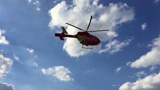 London’s air ambulance landing and take off in a busy public park [upl. by Nosned]