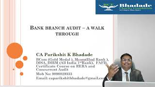 Bank Branch Audit Seminar 2024  Part 1 [upl. by Kemp]