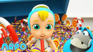 Babys Halloween Candy HAUL Trick or Treat  ARPO  Rob the Robot amp Friends  Funny Kids TV [upl. by Notpmah364]