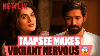 Taapsee Pannu Asks AWKWARD Questions To Vikrant Massey in HaseenDillruba 😶 [upl. by Omixam150]