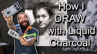 How I Draw with Nitrams Liquid CharcoalDemonstration Cesar Santos vlog 079 [upl. by Osher]