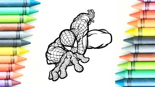 How to draw SpiderMan  SpiderMan colouring  cute coloring avengers  avengers coloring [upl. by Mcgray216]