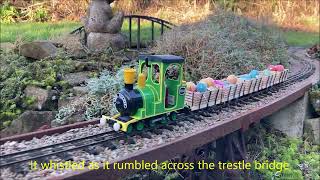 Greendale Rocket Christmas Delivery on our 16mm scale garden railway [upl. by Ahtnahc]