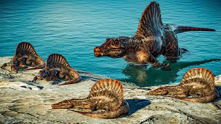 Spinosaurus amp Babies in Water and on Land  Which ones are cuter  Jurassic World Evolution 2 [upl. by Applegate]