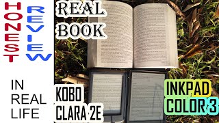 HONEST REVIEW  Kaleido 3 and Carta 1200 Eink WITH Kobo Clara 2e  Inkpad Color 3 amp REAL PAPER BOOK [upl. by Zrike]