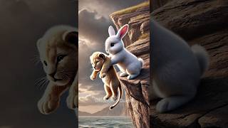 🐰Cute rabbit rescued the poor little lion cub rabbit cat kitten funny ai [upl. by Sheelagh]