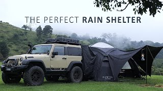 SOLO Camping in RAIN  Perfect CAR TENT Shelter  Relaxing ASMR [upl. by Euqnimod216]