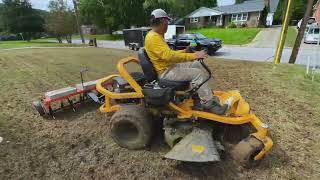 Aerating and Seeding  Tow Behind Aerator [upl. by Vally]