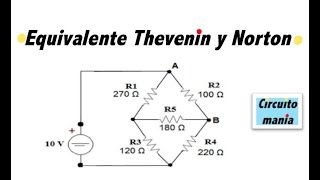 Equivalente Thevenin y Norton Sin resistencia de carga  Problema de circuitos eléctricos I [upl. by Flodnar]