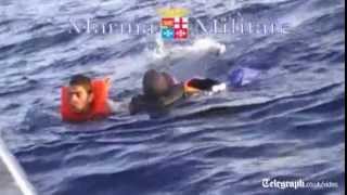 Dramatic rescue of capsized Lampedusa migrants [upl. by Abel]