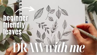 How to Draw Leaves ❃ Easy Beginner Friendly Drawing Tutorial ❃ Leaf Drawing Basics [upl. by Carmon]