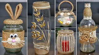 10 New decorating ideas with Jute on Glass jars vase cups plates [upl. by Annawit]