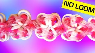 Flower Power Rainbow Loom Bracelet without a Loom on 2 Forks [upl. by Ayahsey]