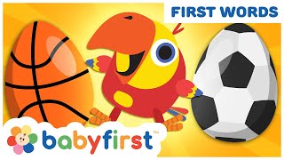 Toddler learning videos w Color Crew amp Larry surprise eggs  Learning sports for kids  BabyFirst TV [upl. by Tibbs]