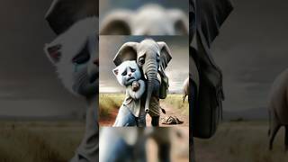 😺😿White cat and elephant 🐘cats aicat funny shortvideo family short [upl. by Anchie]